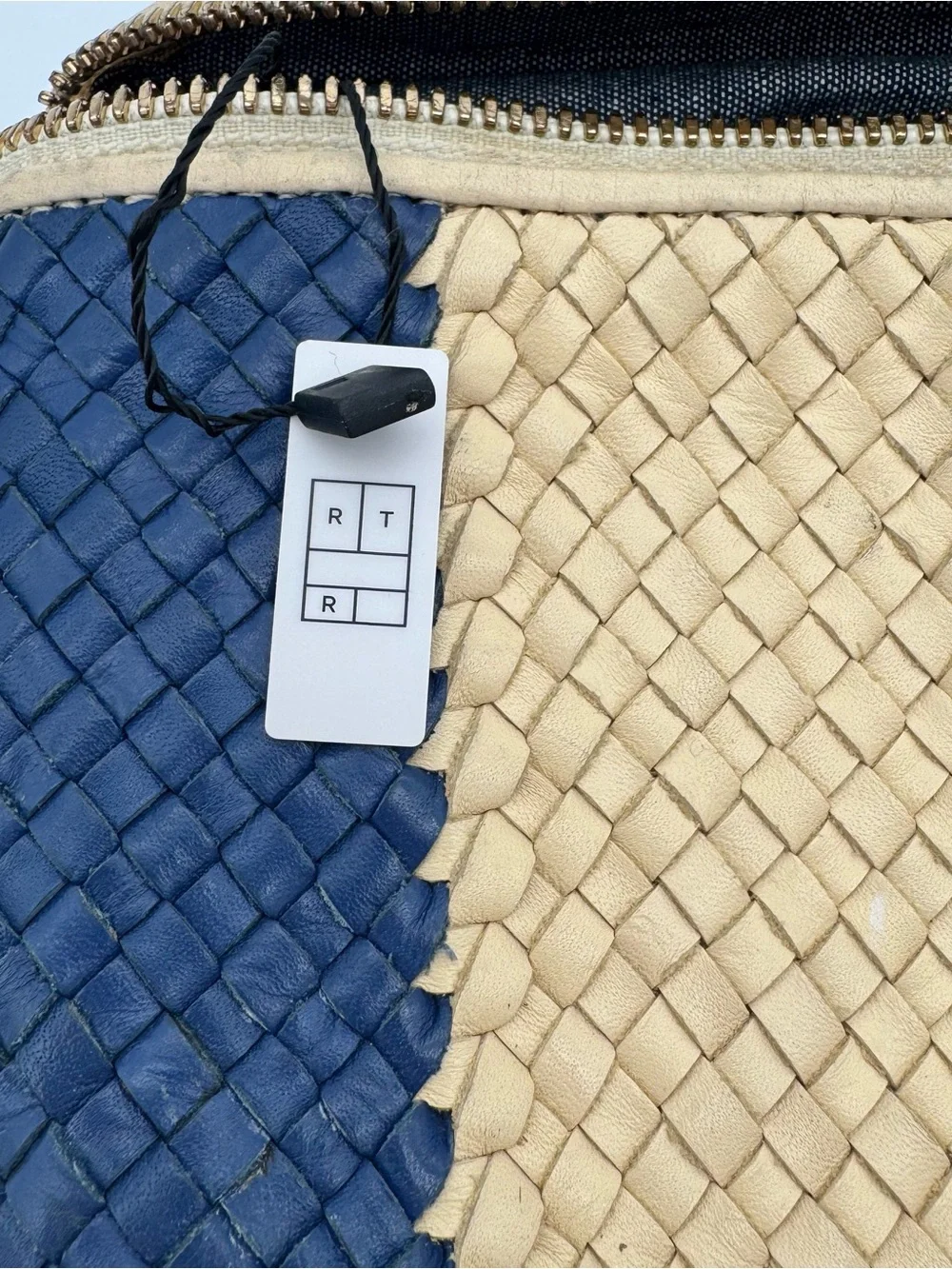 Clare V. Tan and Navy Woven Leather Belt Bag